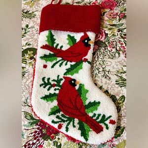Festive Red Cardinal Christmas Stocking